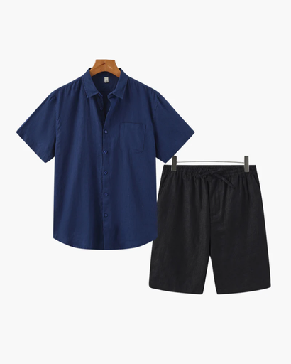 Ensemble Estival Homme – Chemise Courte à Col Classique & Short Décontracté