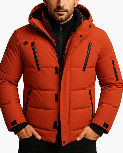 Veste d’hiver matelassée chaude avec capuche pour homme