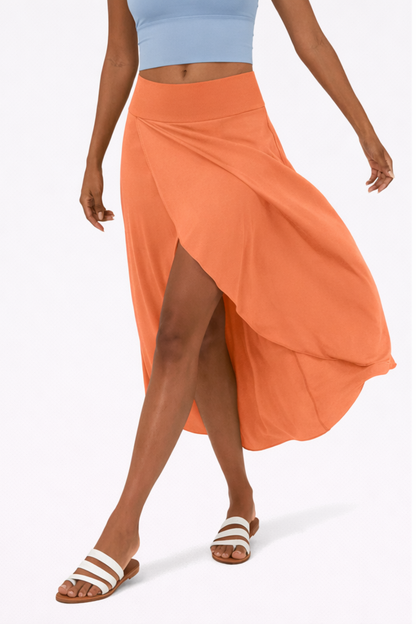 Jupe Maxi Femme Satin Taille Haute – Fente Latérale & Coupe Croisée | Soirée Élégante