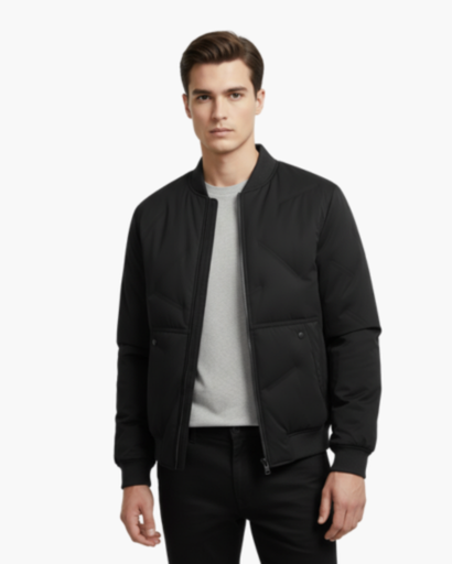 Veste Matelassée Homme – Bomber Chaud avec Fermeture Éclair et Col Montant