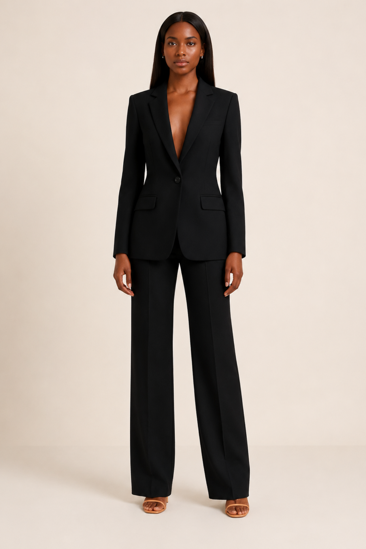 Tailleur Femme Palazzo – Blazer Cintré & Pantalon Large Fluide | Élégance Bureau & Invitée de Mariage – vue 2