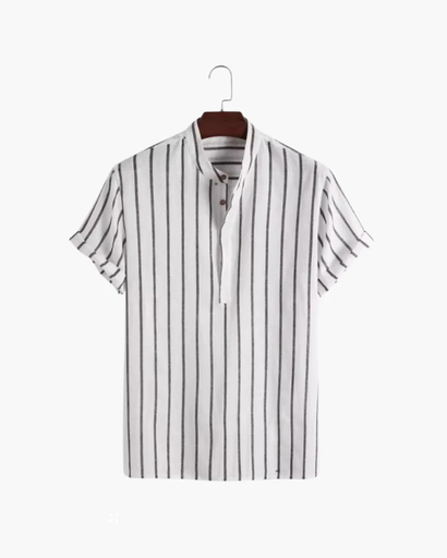 Blouse rayée pour homme – Col officier, manches courtes