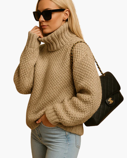 Pull à col roulé texturé pour femme