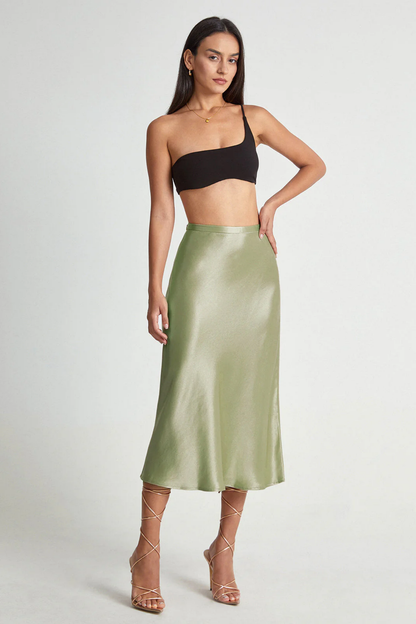 Jupe midi femme satinée coupe fluide