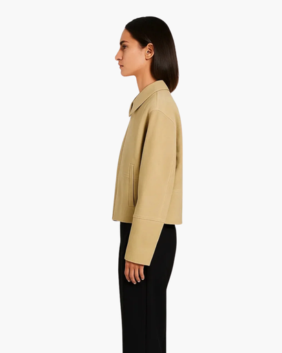 Veste Courte à Fermeture Zippée | Élégance Minimaliste et Coupe Droite