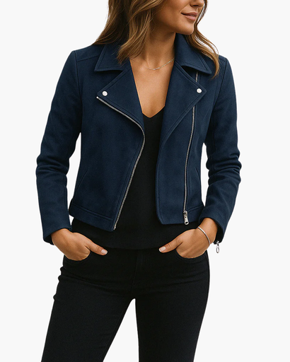 Blouson biker avec fermetures éclair au style affirmé pour femme