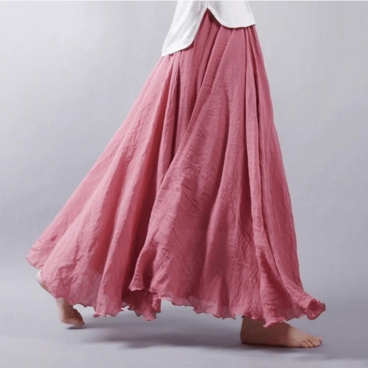 Jupe Maxi Femme Lin Évasée – Fluide & Style Bohème Élégant | Été & Cérémonie