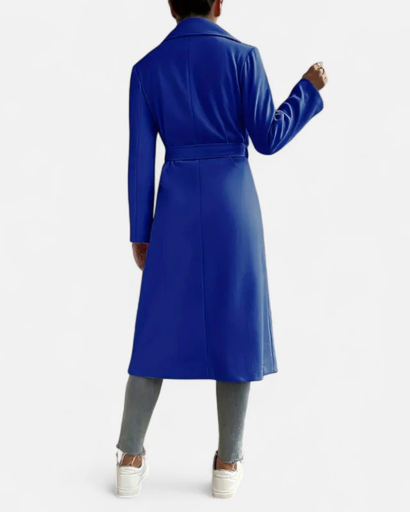 Trench Long Femme – Manteau Élégant avec Col Revers et Poches Latérales