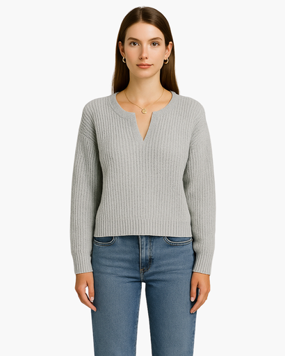 Pull Femme Tricoté Col V – Confort Doux & Style Polyvalent