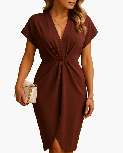Robe Cache-Cœur Femme Col V – Coupe Évasée & Élégance Fluide | Cocktail & Invitée Mariage