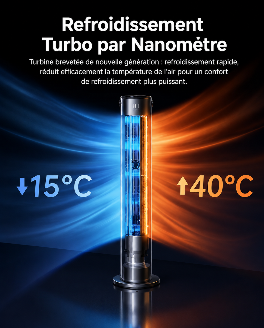 Ventilateur Colonne Portable 104 cm – Télécommande, Fonction Rafraîchissante &amp; Ultra-Silencieux