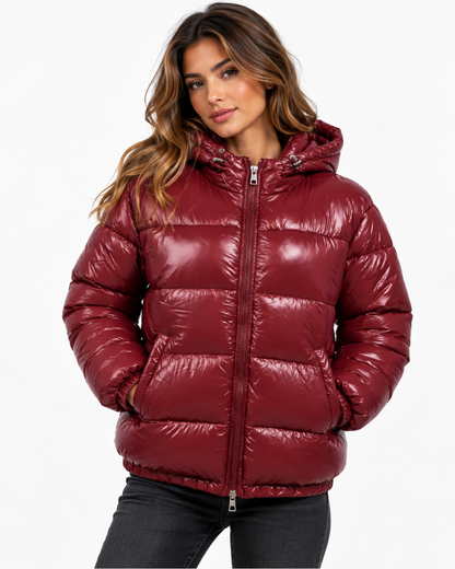 Doudoune Brillante Femme – Coupe Ajustée, Chaude & Ultra-Légère