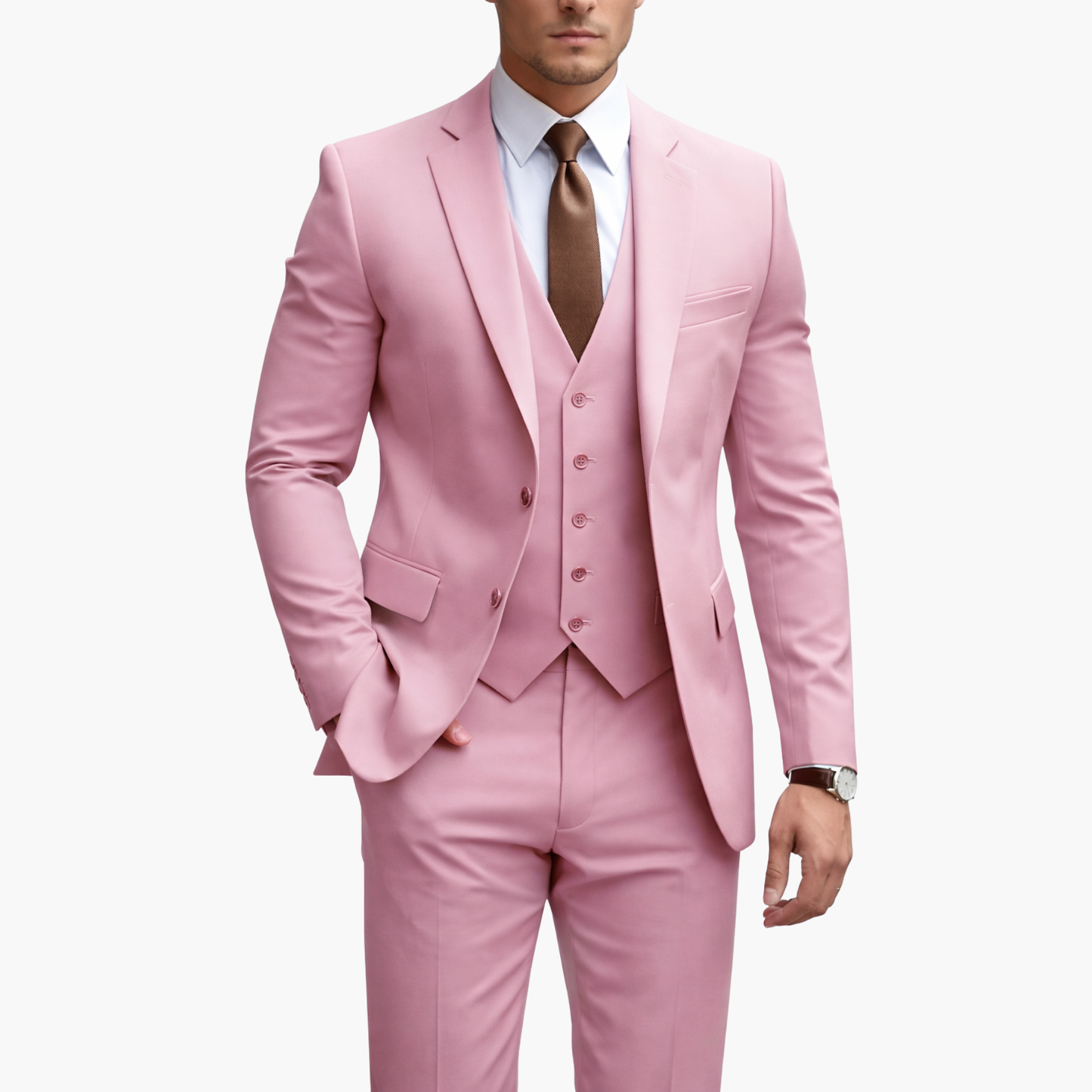 Costume homme 3 pièces élégant coupe ajustée avec gilet veste et pantalon style formel moderne