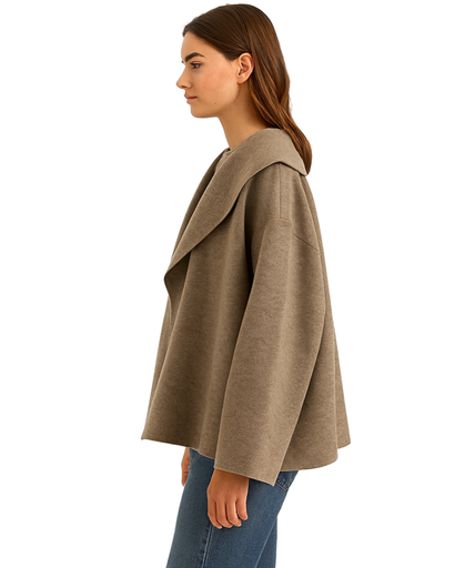 Manteau Femme Asymétrique Hiver – Col Large Élégant & Style Chic