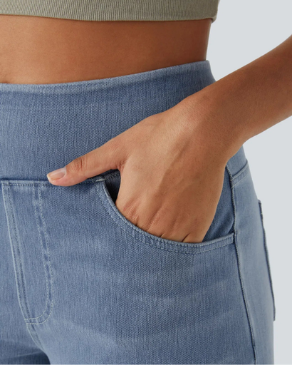 Jean Femme Taille Haute Élastique | Coupe Large et Confort Moderne