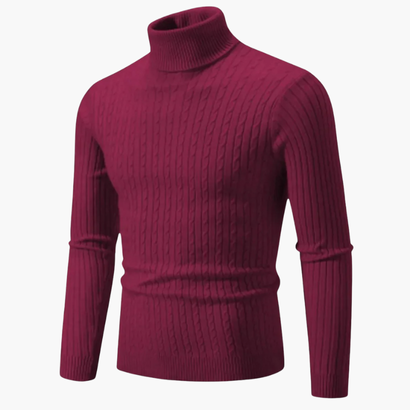 Pull Col Roulé Homme – Tricot Torsadé à Manches Longues