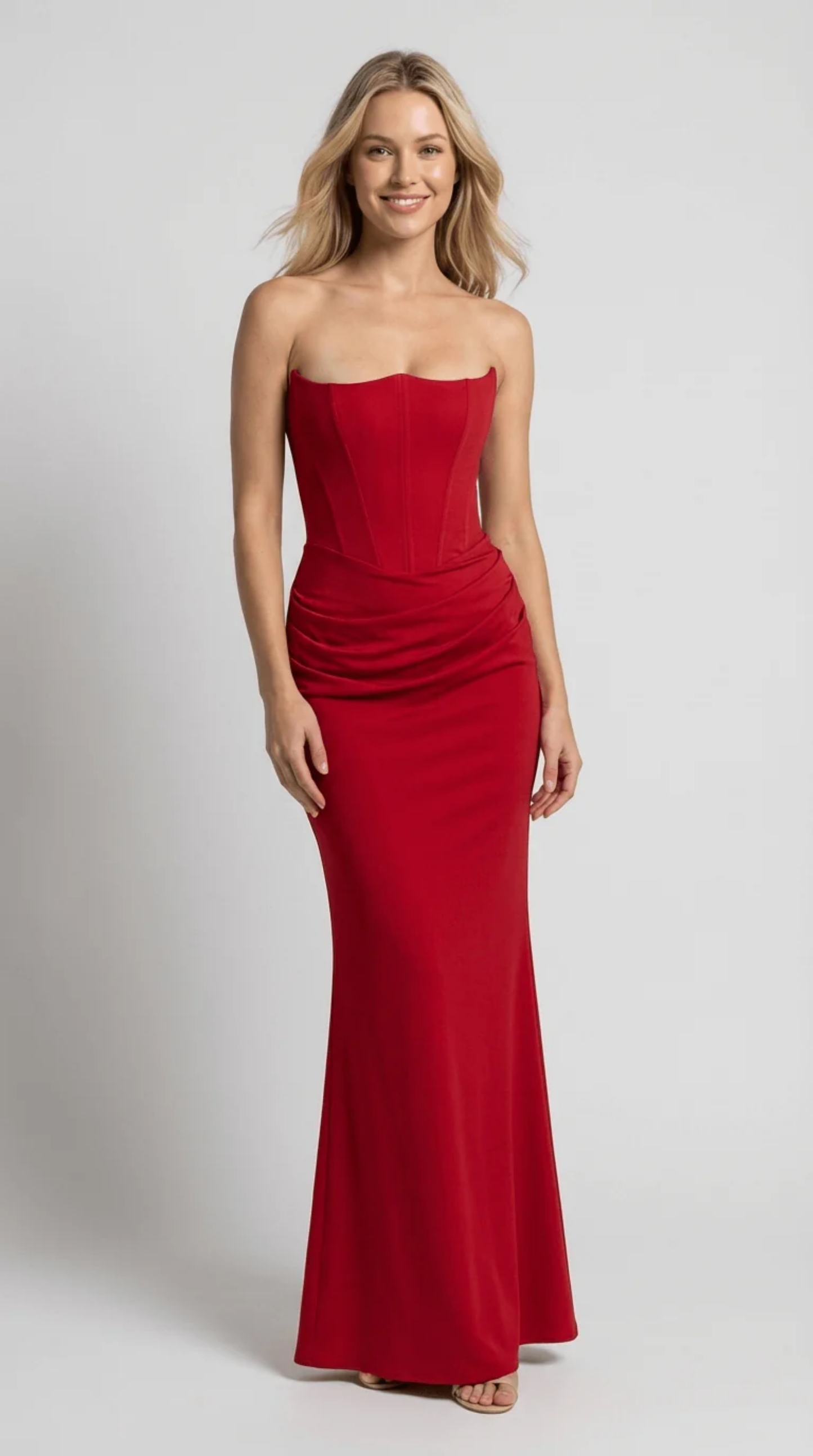 Robe Longue Bustier Satinée Femme à Coupe Ajustée