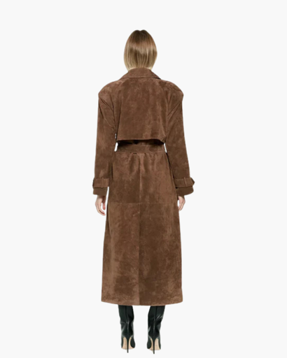 Trench long à double boutonnage pour femme