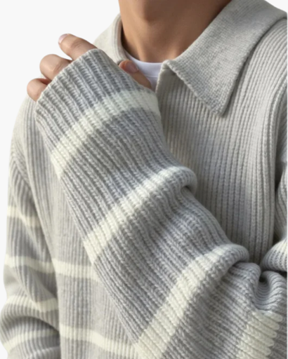 Pull à demi-zip rayé pour homme – Élégance décontractée et confort premium