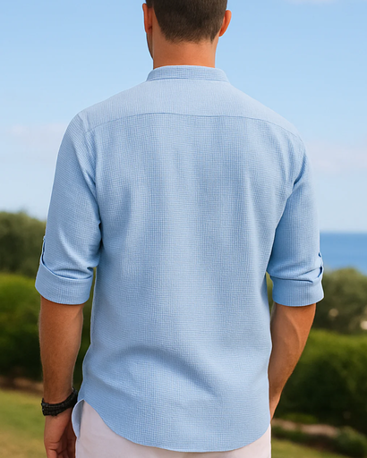 Chemise Décontractée Homme à Col Mao – Style Estival Élégant