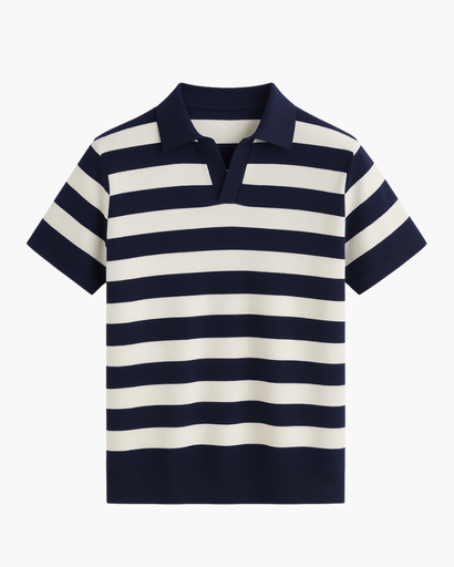 Polo homme à rayures avec col ouvert