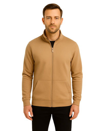 Veste Homme Zippée en 100% Coton avec Col Montant – Casual Chic et Confortable