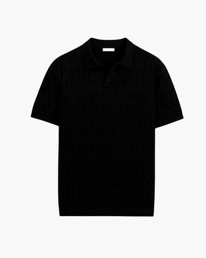 Polo Homme Tricoté à Manches Courtes avec Motif Texturé