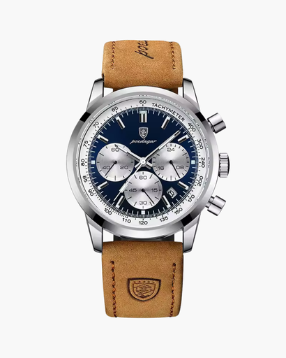Montre Homme Chronographe – Style Classique avec Bracelet en Cuir Véritable