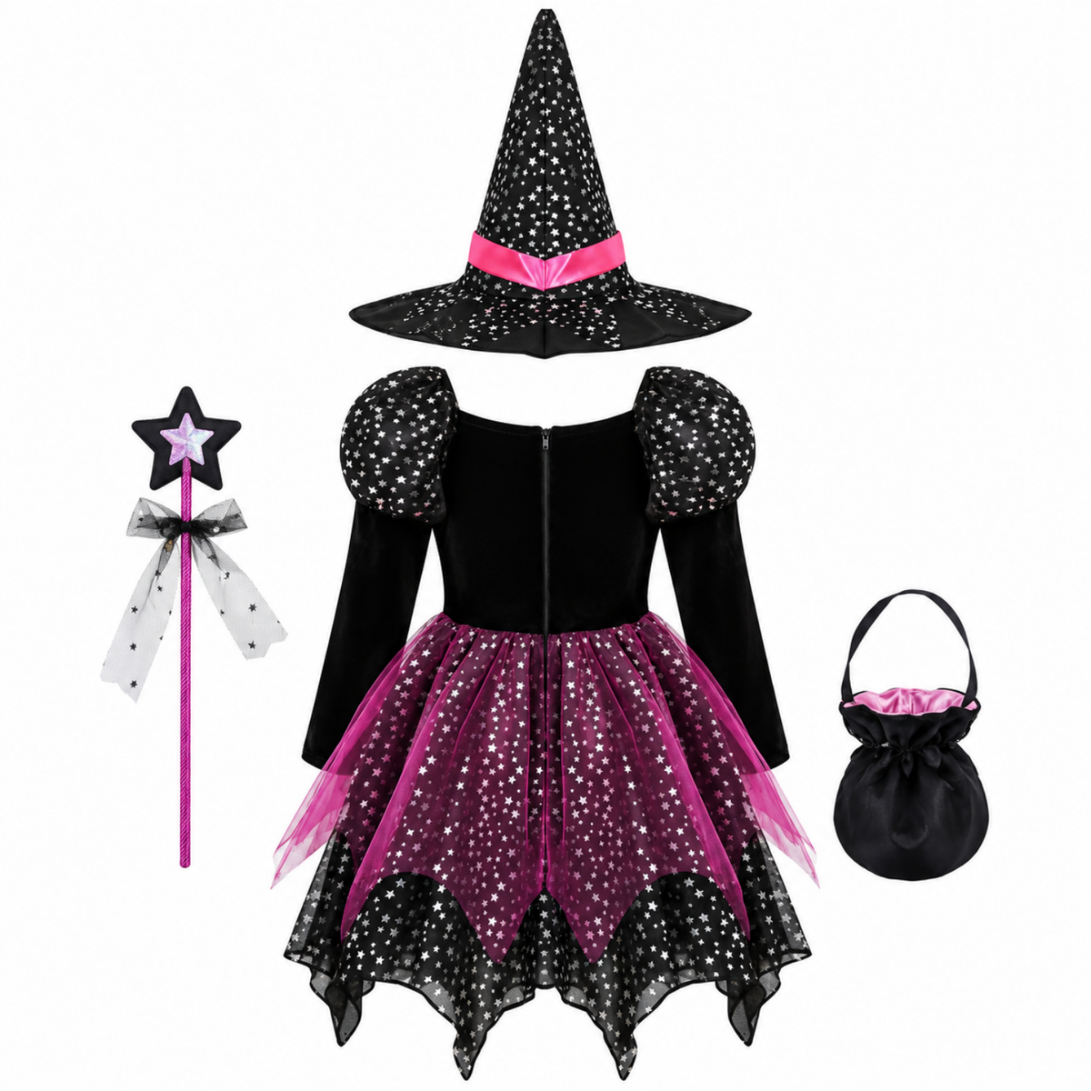 Ensemble de sorcière 4 pièces, détail du sac à bonbons