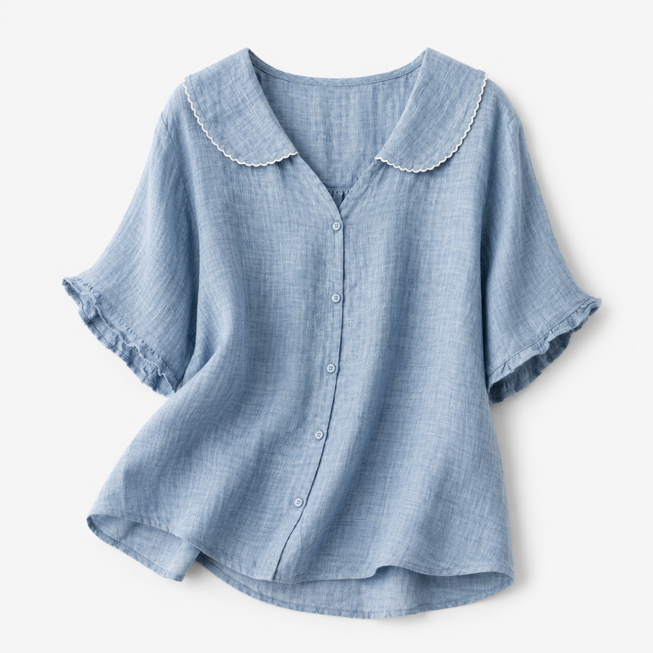 Blouse Femme Style Lin – Coupe Fluide & Col Vintage Boutonné | Blouse Respirante