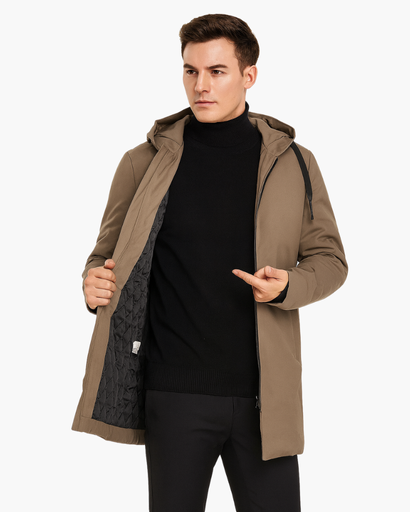 Manteau Long à Capuche pour Homme | Élégance Moderne & Confort Thermique