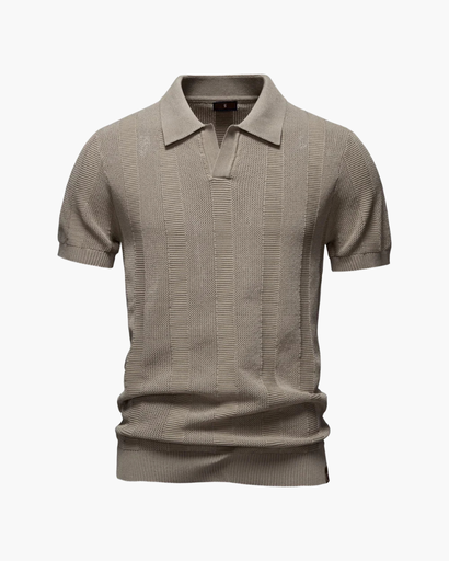 Polo homme à rayures texturées et col ouvert