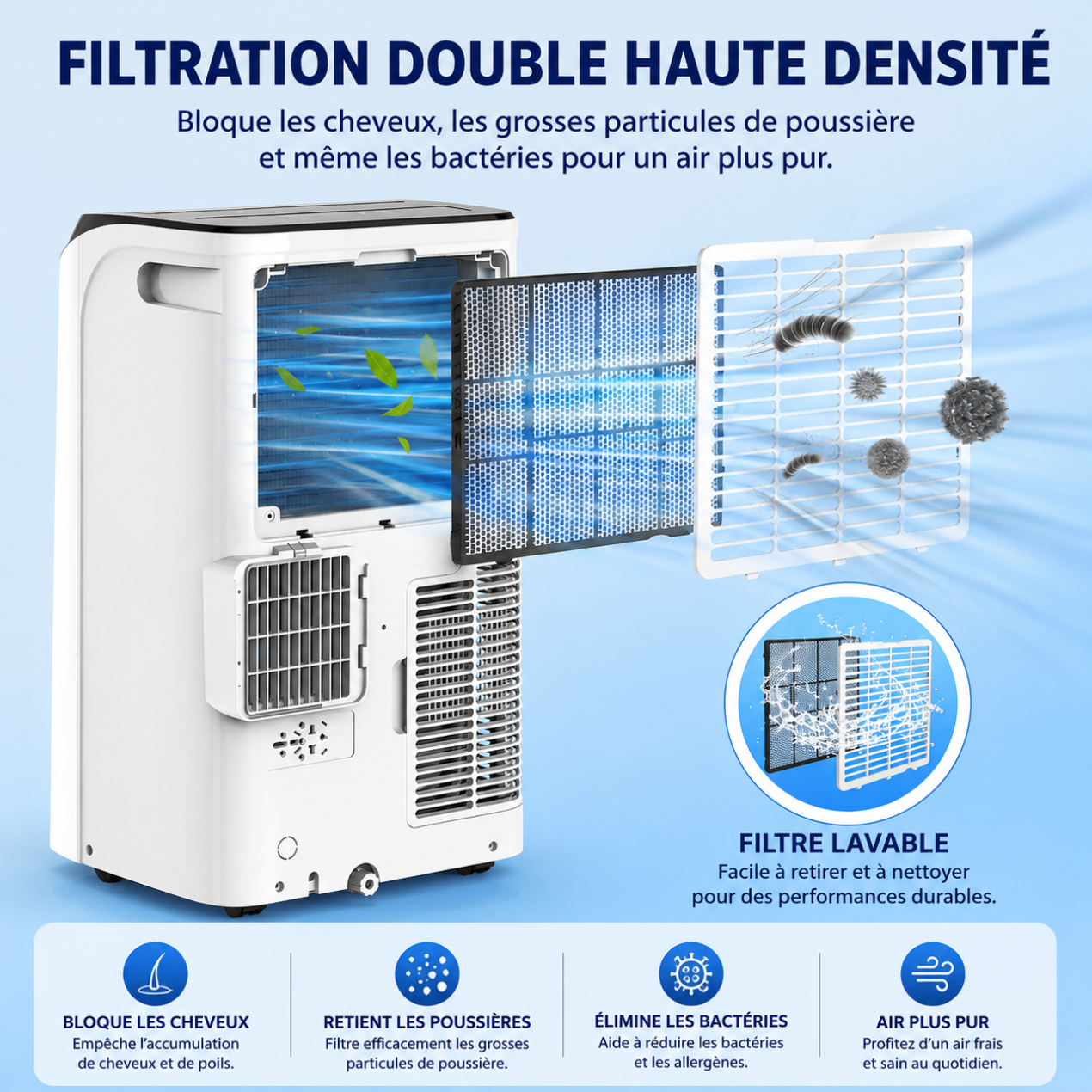 Climatiseur Mobile sur Pied – Refroidissement Intelligent &amp; Déshumidificateur
