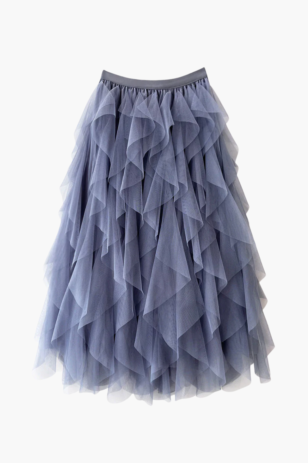 Jupe Tulle Femme Taille Haute – Jupe Midi Volants Style Élégant Et Féminin