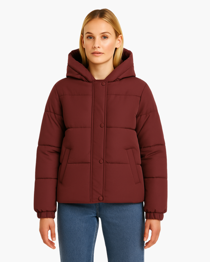 Veste d’Hiver Femme Matelassée Courte avec Capuche – Doudoune Chaude et Confortable