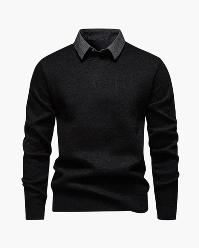 Pull Homme à Col Chemise – Élégance Minimaliste et Confort Moderne