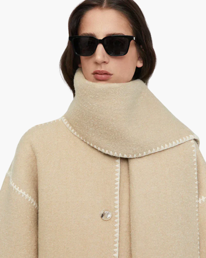Manteau Chaud Femme – Élégant Manteau en Laine avec Col Écharpe