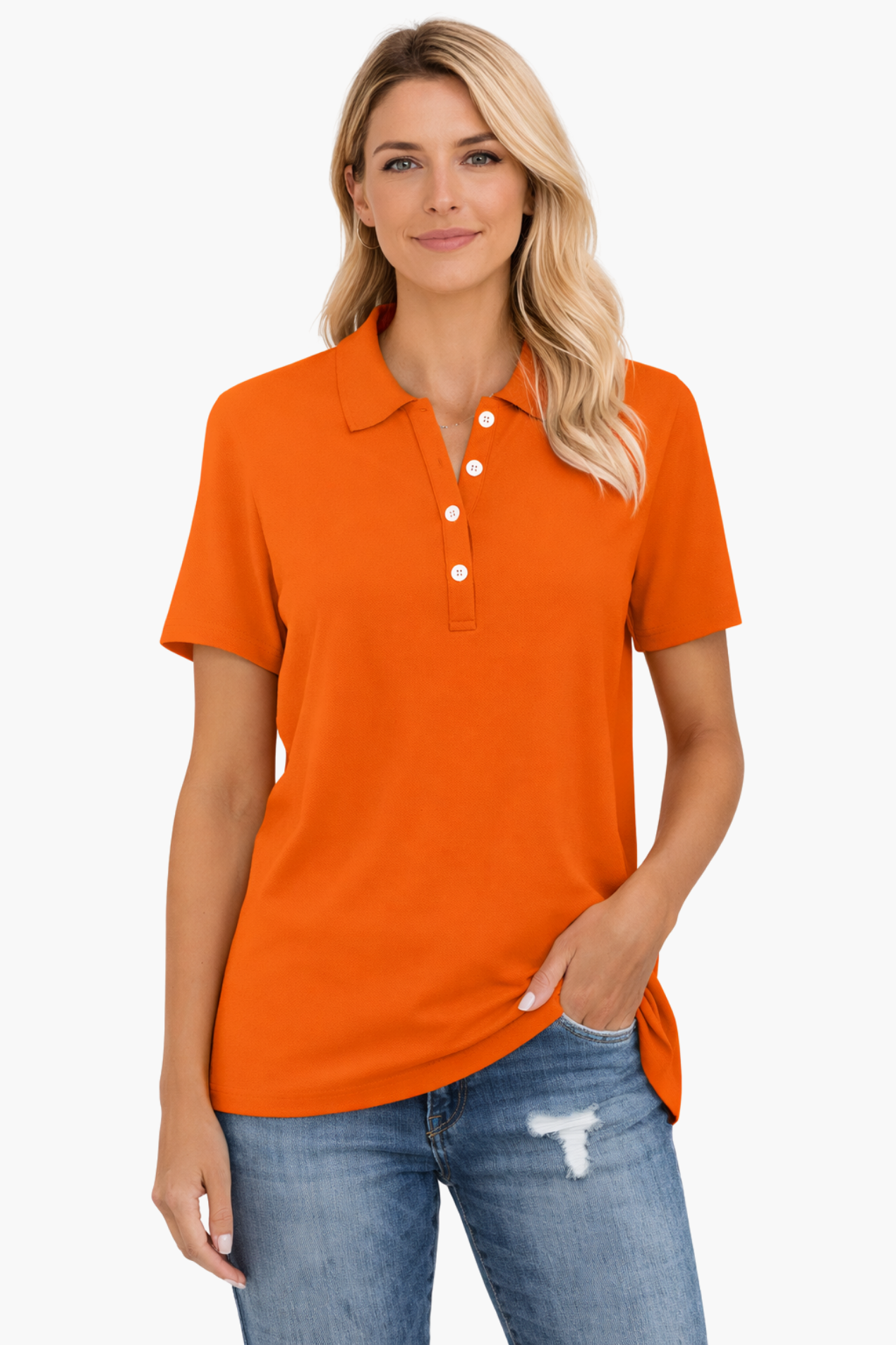 Polo Femme Manches Courtes – Haut Décontracté Élégant Avec Boutons