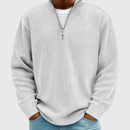pull femme col montant demi-zip, coloris blanc