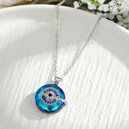 Collier mauvais œil modèle rond argent