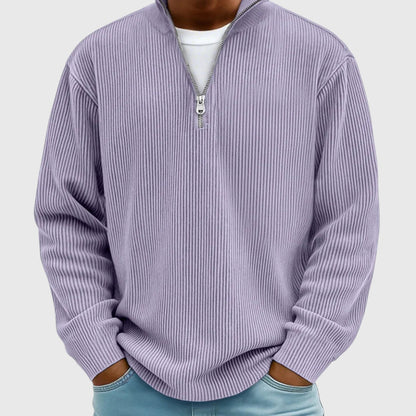 pull femme col montant demi-zip, coloris violet
