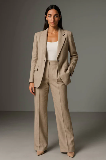 Ensemble Tailleur Femme – Blazer et Pantalon Coupe Droite Élégante