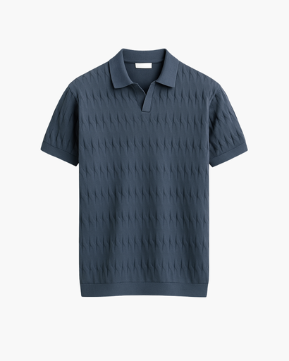 Polo Homme Tricoté à Manches Courtes avec Motif Texturé