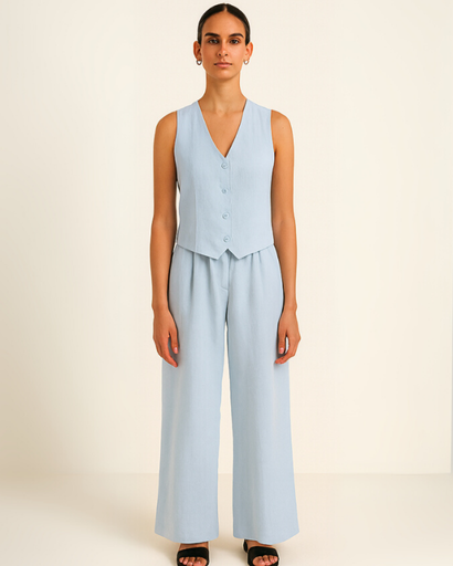 Ensemble Femme en Coton – Haut Sans Manches et Pantalon Large