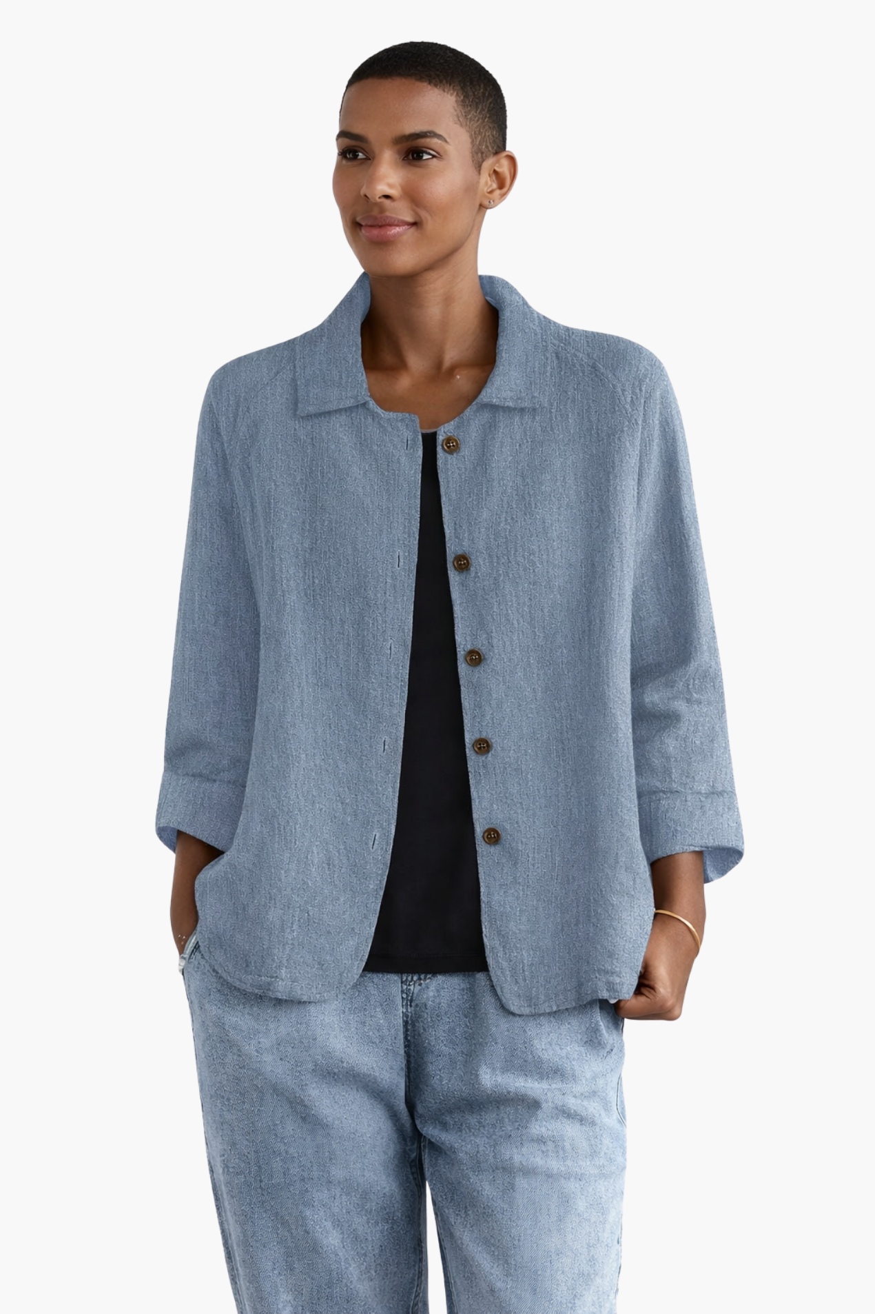 Veste Femme Légère Boutonnée – Style Décontracté Élégant
