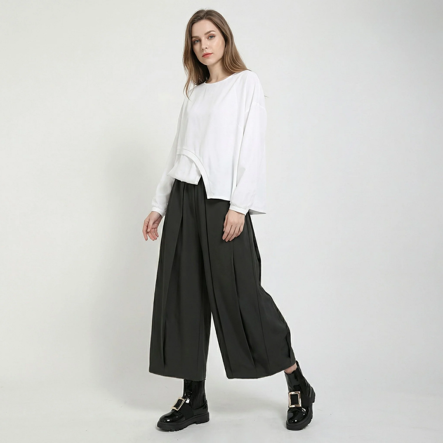 Pantalon Femme Large Décontracté – Coupe Droite Épurée Élégante