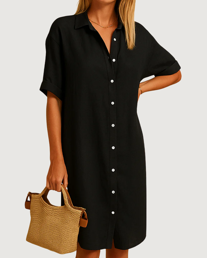 Robe chemise longue à manches courtes avec ceinture