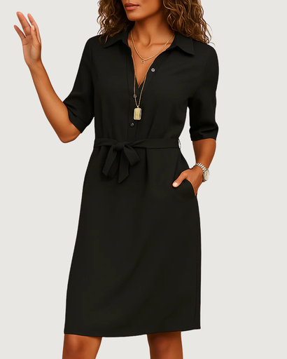 Robe chemise élégante avec ceinture nouée – Chic intemporel