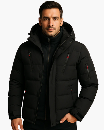 Veste d’hiver matelassée chaude avec capuche pour homme