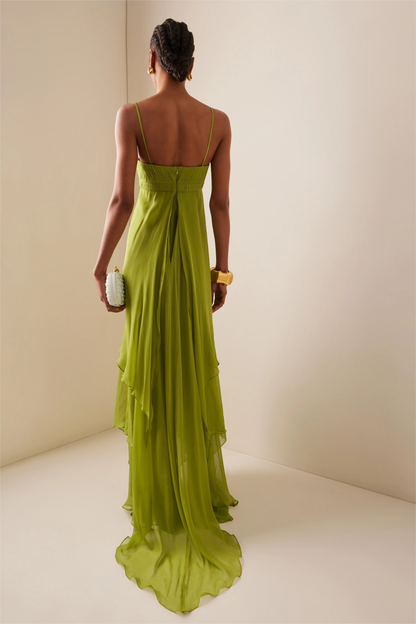 Robe Longue Satinée Femme Broderie Florale Élégante – Robe Maxi Cérémonie | Invitée de Mariage Chic